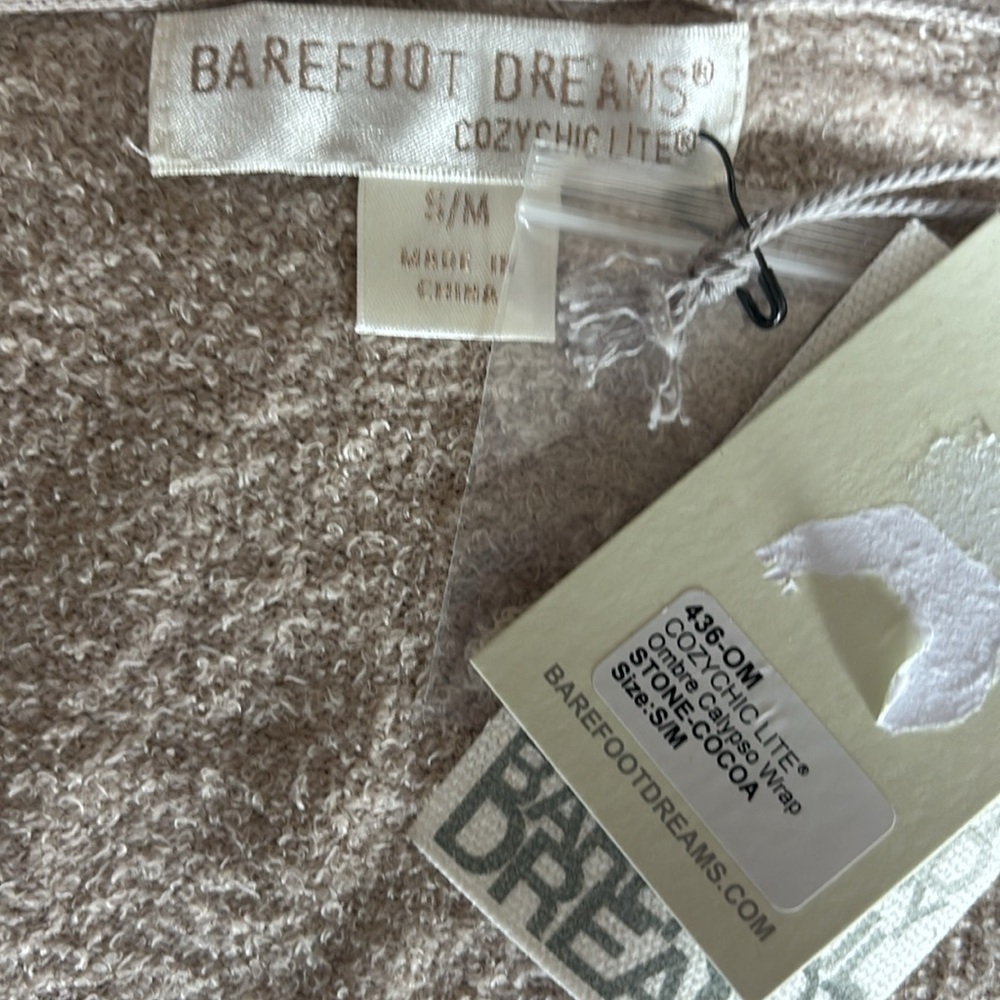 BAREFOOT DREAMS Bamboo Chic Lite Ombre Calypso Wrap Cardigan Stone Cocoa S/M NWT - Picture 6 of 6